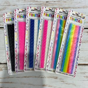 Velas finitas 17 cms blister x 24 unid. colores varios