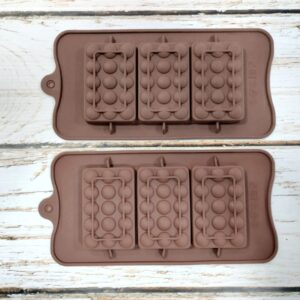 Molde Silicona Tableta Chocolate x3 Cuadrada con Círculos IMP.7169