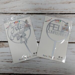 Topper Feliz Cumple Plateado Común 7173