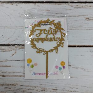 topper feliz cumple dorado con gibre IMP 7174