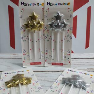 Velas Estrella  Metalizada con palito  x 4 Unid. IMP.