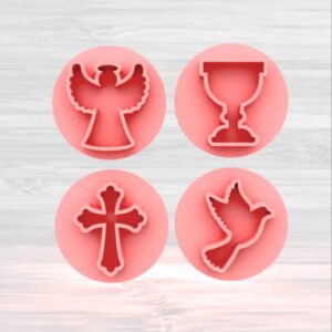 MINI SELLOS x 4 BAUTISMO/COMUNIÓN 2 cm. cod 2418