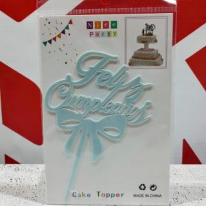 Topper Feliz Cumple Celeste Pastel Común IMP.20586