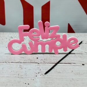 Topper Feliz Cumple Polifan Premium Rosa Fluo 16640