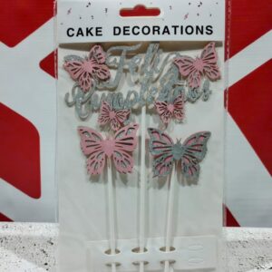 Topper Mariposa Gibre Rosa y Plateado IMP.16624