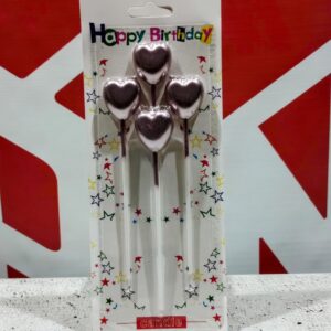 Velas Corazón Metalizada Rosa x 4 u. IMP.