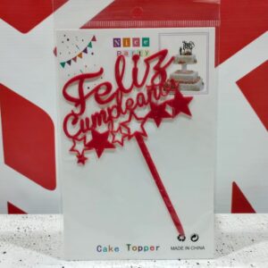 Topper Feliz Cumple Rojo Común IMP.20588