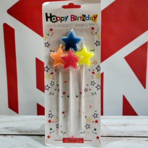Velas Estrella con Palito MULTICOLOR x 4 unid.