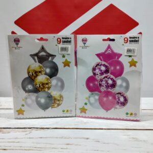 Set 9 Globos Metalizados Estrellas y Látex IMP.