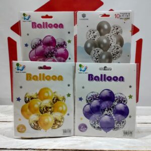 Set 10 Globos Látex Perlados y Confeti IMP.