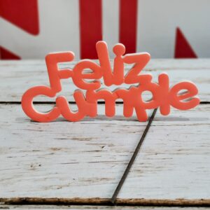Topper Feliz Cumple Vinilo Premium Naranja Flúor IMP. 7178