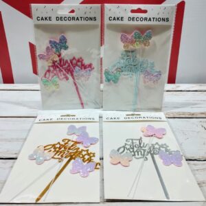 Topper "Feliz Cumpleaños" Acrílico Mariposas con Gibre IMP.27672
