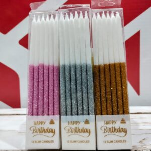 Velas Palito con Gibré 12 cm.  x 12 unid. IMP.