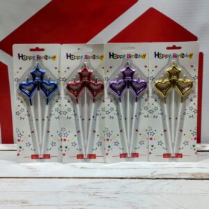 Velas Metalizadas Corazón y Estrella  x 3 unid. IMP. 27680