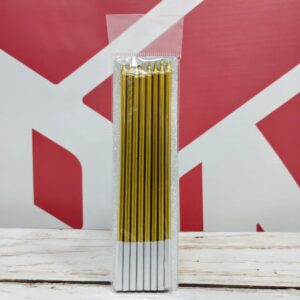 Vela 15 cm. Blister x 6 unid. Metalizadas Doradas IMP.  24015