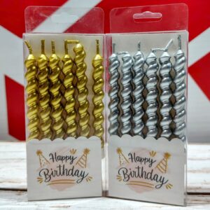 Velas Tirabuzón Dorado/Plateado con Porta-velas x 6 unid. IMP. 31464