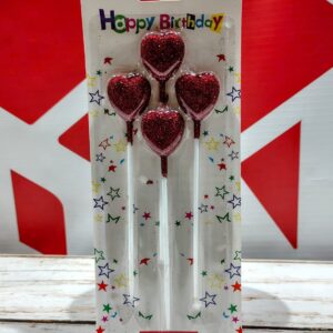 Velas Corazón Gibreada con Palito x 4 unid. IMP. 31473