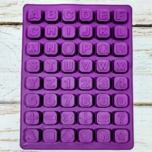 Molde Bombón Silicona con Letras Números y Símbolos IMP.