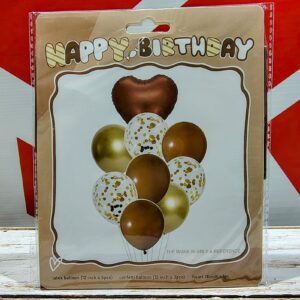 Set 9 Globos Corazón Metalizado Látex Confeti IMP. 31467