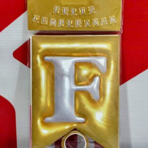 Cartel Feliz Cumple Dorado Efecto Globo IMP. 37116