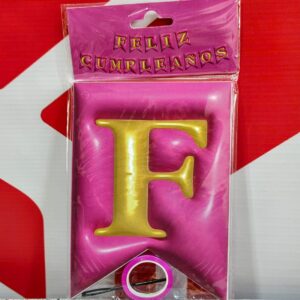 Cartel Feliz Cumple Fucsia Efecto Globo IMP. 37115