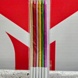 Vela 15 cm. Blister x 6 unid. Metalizadas Multicolor IMP. 37099