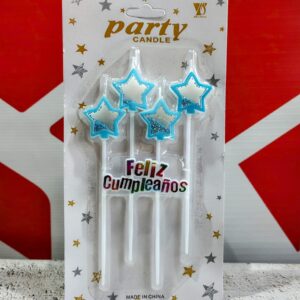 Vela Estrella Celeste Con Confeti  x 4 unid. IMP. 37146