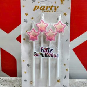 Vela Estrella Rosa Con Burbujas x 4 unid. IMP. 37139