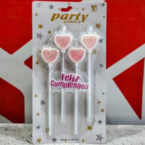 Vela Estrella Rosa Con Confeti  x 4 unid. IMP. 37147