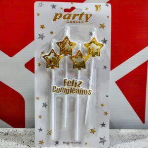 Vela Estrella Dorada Con Confeti  x 4 unid. IMP. 37144