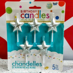 Vela Estrella Plateada Facetada x 5 unid. IMP. 37138