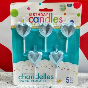 Vela Corazón Celeste Facetada x 5 unid. IMP. 37135