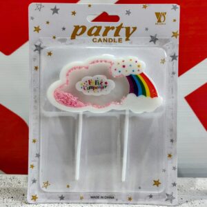 Vela Arcoíris Rosa Con Confeti  IMP. 37152