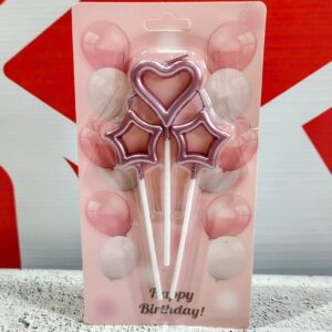 Velas Metalizadas Rosa Gold Corazón y Estrellas x 3 unid. IMP. 37082