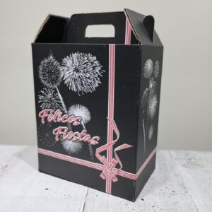 Cajas Navideñas Negra con Rojo Felices Fiestas