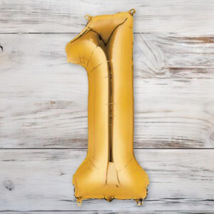 Globo Metalizado Dorado Chico 40 cm. N° 1