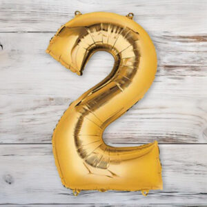 Globo Metalizado Dorado Chico 40 cm. N° 2