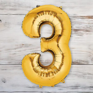 Globo Metalizado Dorado Chico 40 cm. N° 3