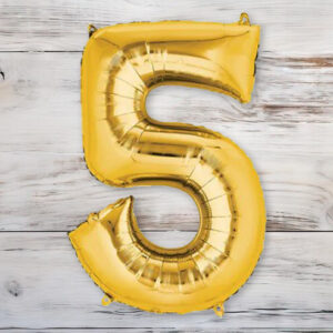 Globo Metalizado Dorado Chico 40 cm. N° 5