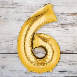 Globo Metalizado Dorado Grande 60 cm. N° 6