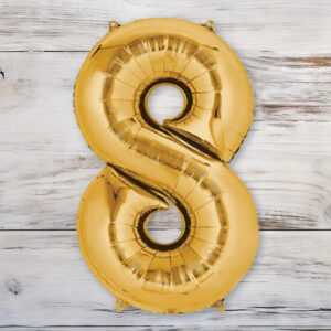 Globo Metalizado Dorado Grande 60 cm. N° 8