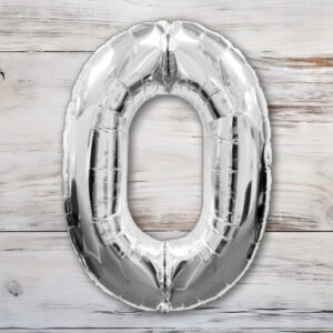 Globo Metalizado Plateado Chico 40 cm. N° 0