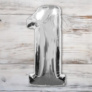 Globo Metalizado Plateado Chico 40 cm. N° 1