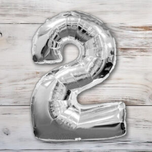 Globo Metalizado Plateado Chico 40 cm. N° 2