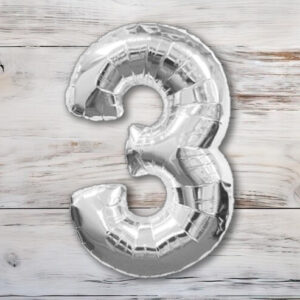 Globo Metalizado Plateado Chico 40 cm. N° 3