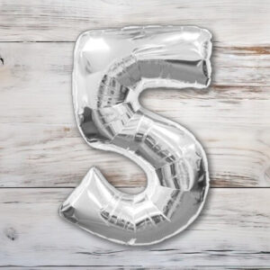 Globo Metalizado Plateado Chico 40 cm. N° 5