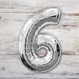 Globo Metalizado Plateado Chico 40 cm. N° 6