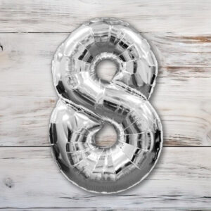 Globo Metalizado Plateado Chico 40 cm. N° 8