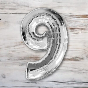 Globo Metalizado Plateado Chico 40 cm. N° 9