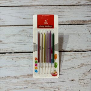 VELA 13 Cm.  METALIZADA CON PORTAVELA MULTICOLOR X 6 Unid. IMP. 42987